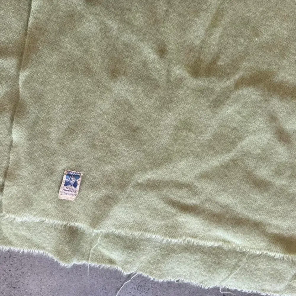 Vintage Kenwood 100% Wool Blanket Throw | Sage Green | Made in England